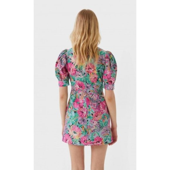 stradivarius Little Heaven Floral Print Sweetheart Neckline Puffsleeve Minidress - Picture 4 of 16